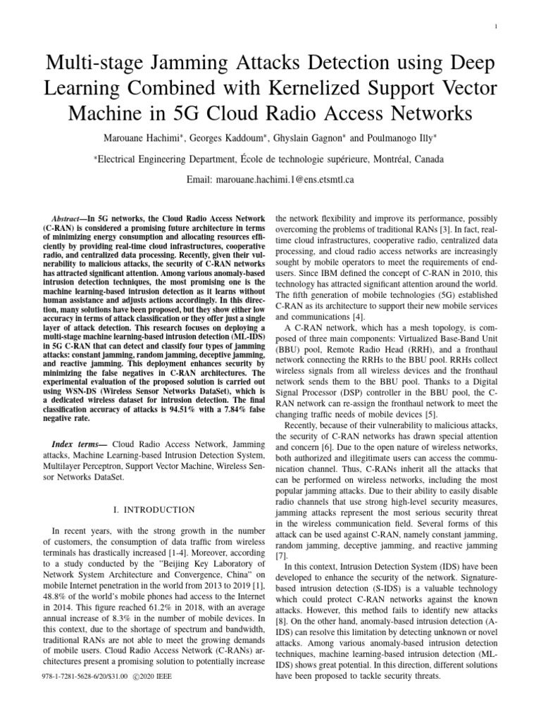 Multi-Stage Jamming Detection in 5G C-RAN | PDF | Computer Security ...