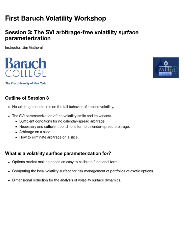 SVI Parameterization in Volatility Markets | PDF | Moneyness | Black ...