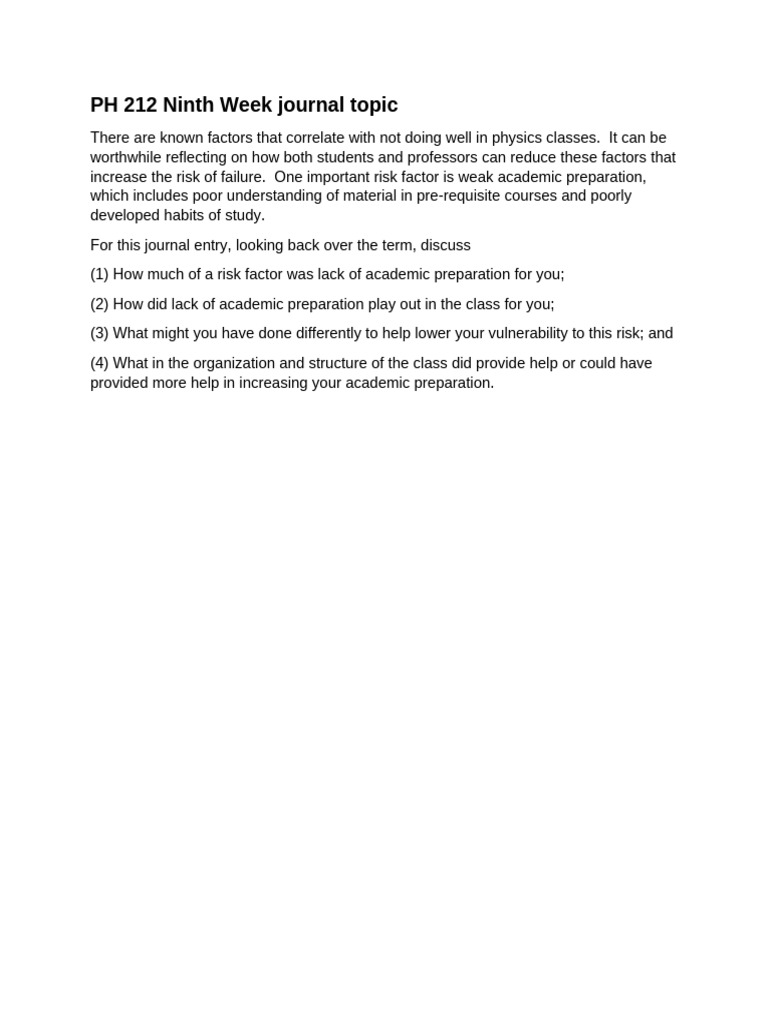 PH 212 9th Week Journal Entry Topic | PDF