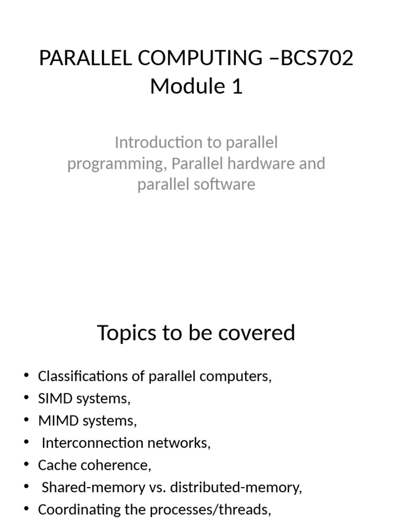 Overview of Parallel Computing Architectures | PDF | Parallel Computing ...