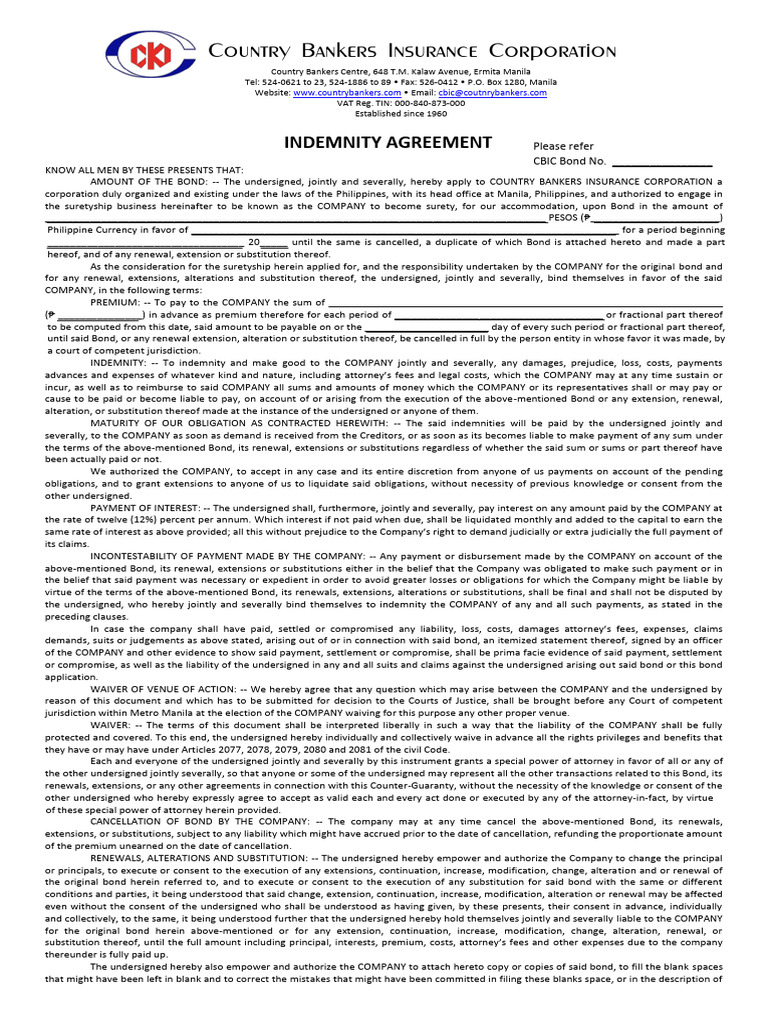 Country Bankers Insurance Bond Application | PDF | Guarantee | Interest