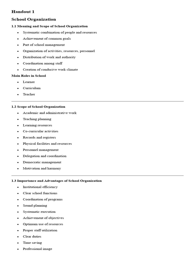 School Organization | PDF | Teachers | Learning