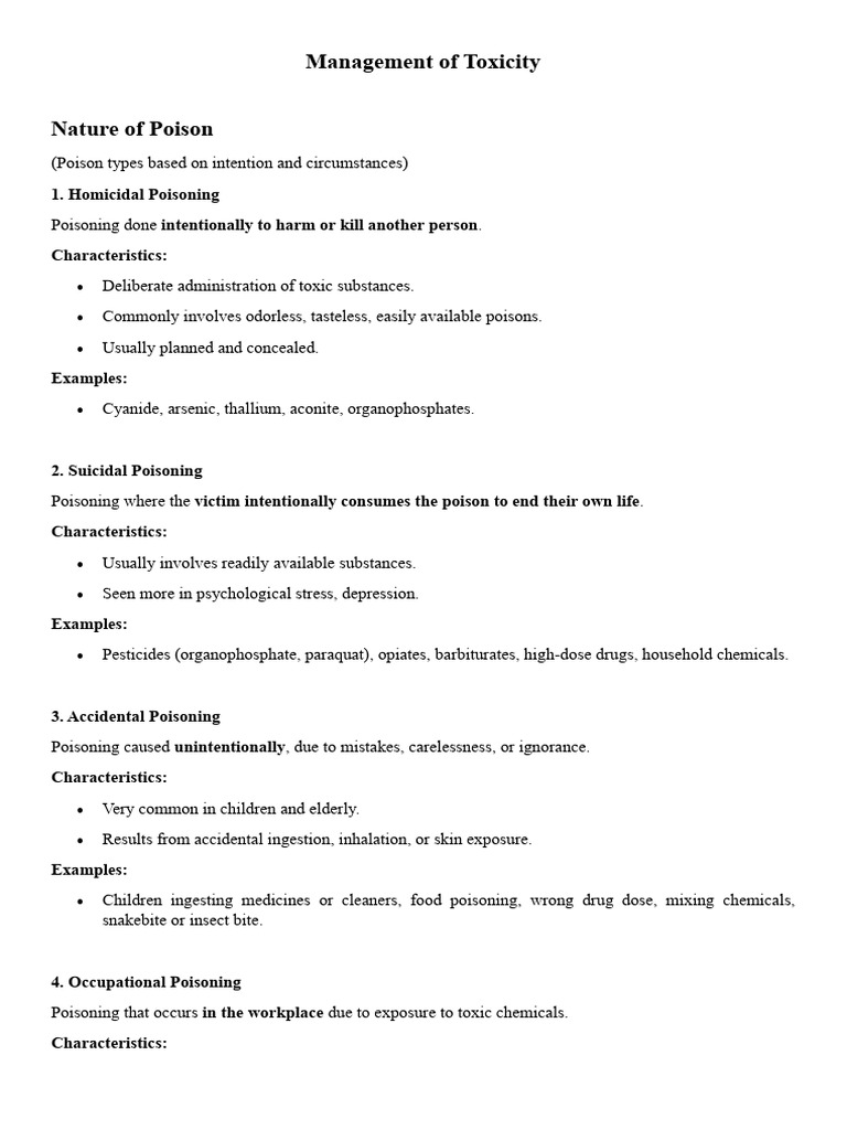 Toxicity Management: Types & Testing Methods | PDF | Poison | Clinical ...