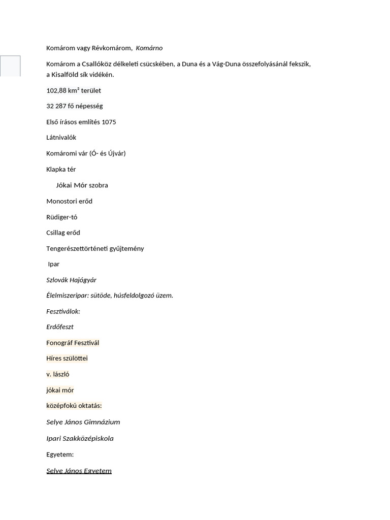 Komárom | PDF