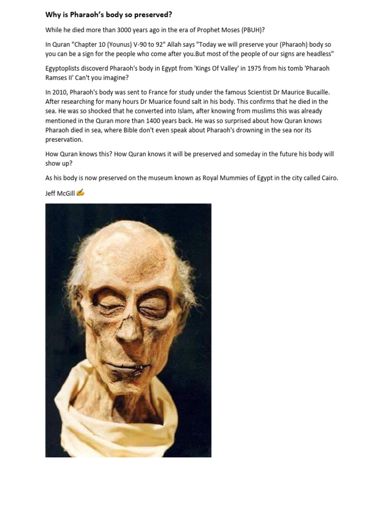 Why Is Pharaoh's Body So Preserved | PDF