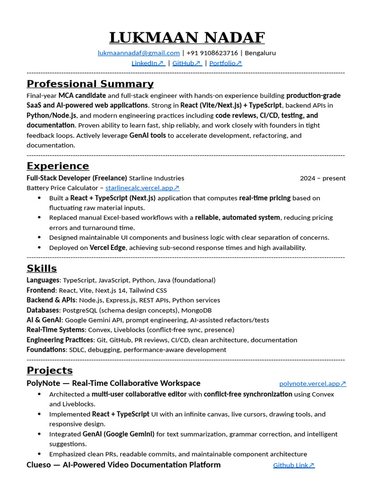 Full-Stack Developer Profile: MCA Graduate | PDF | Postgre Sql | Computing
