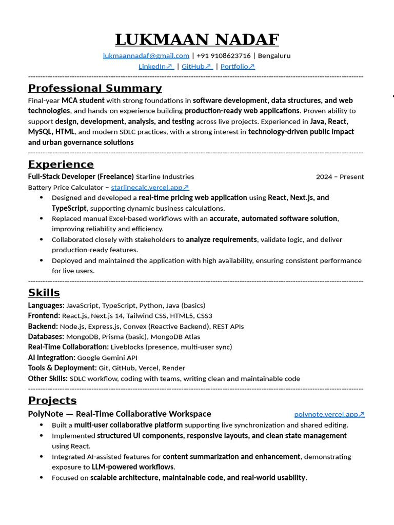 Lukmaan Nadaf Resume EGovernments | PDF | Software Development ...