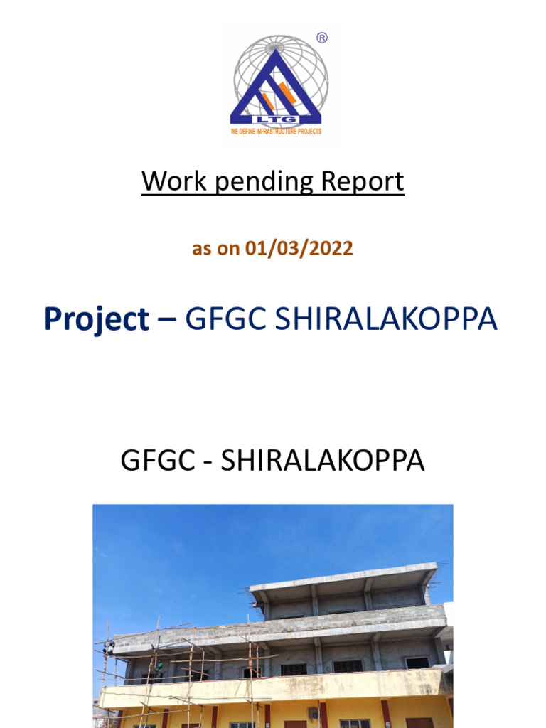GFGC Shiralakoppa Pending Work Report | PDF | Wall | Building Engineering