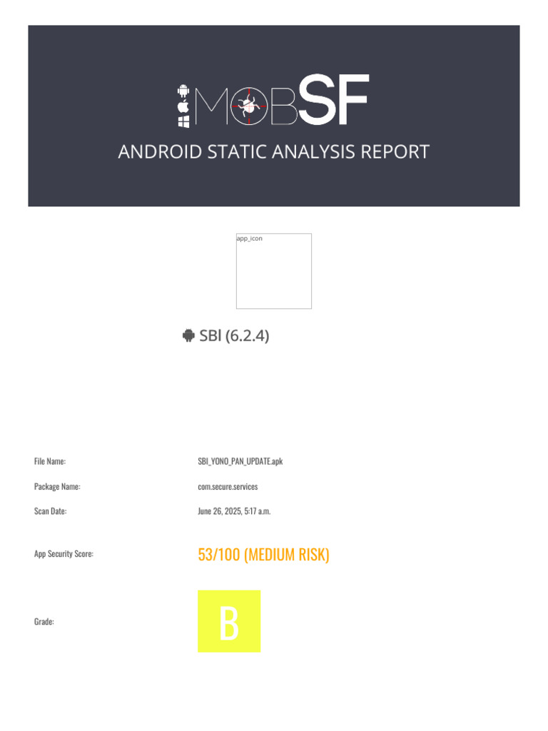 Android Static Analysis Report: SBI App | PDF | Android (Operating ...