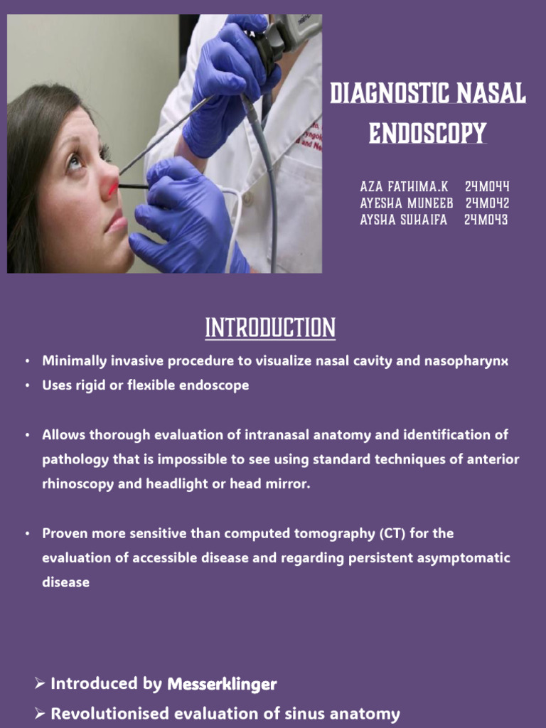 Diagnostic Nasal Endoscopy Overview | PDF | Human Nose ...