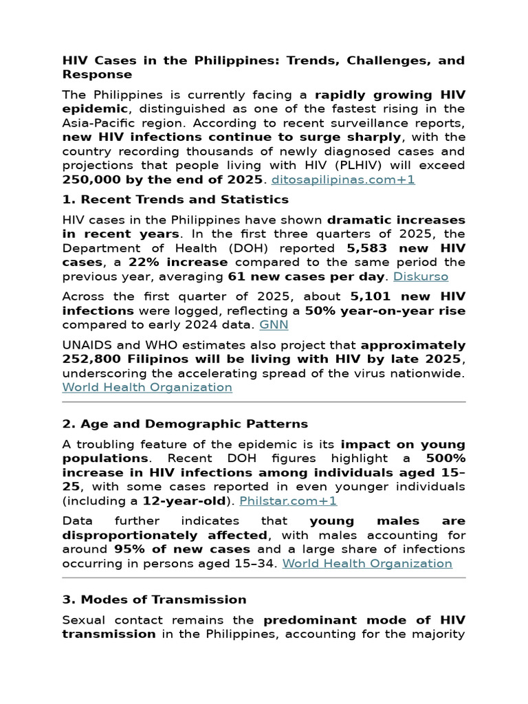 HIV Epidemic in the Philippines: Trends & Challenges | PDF | Joint ...