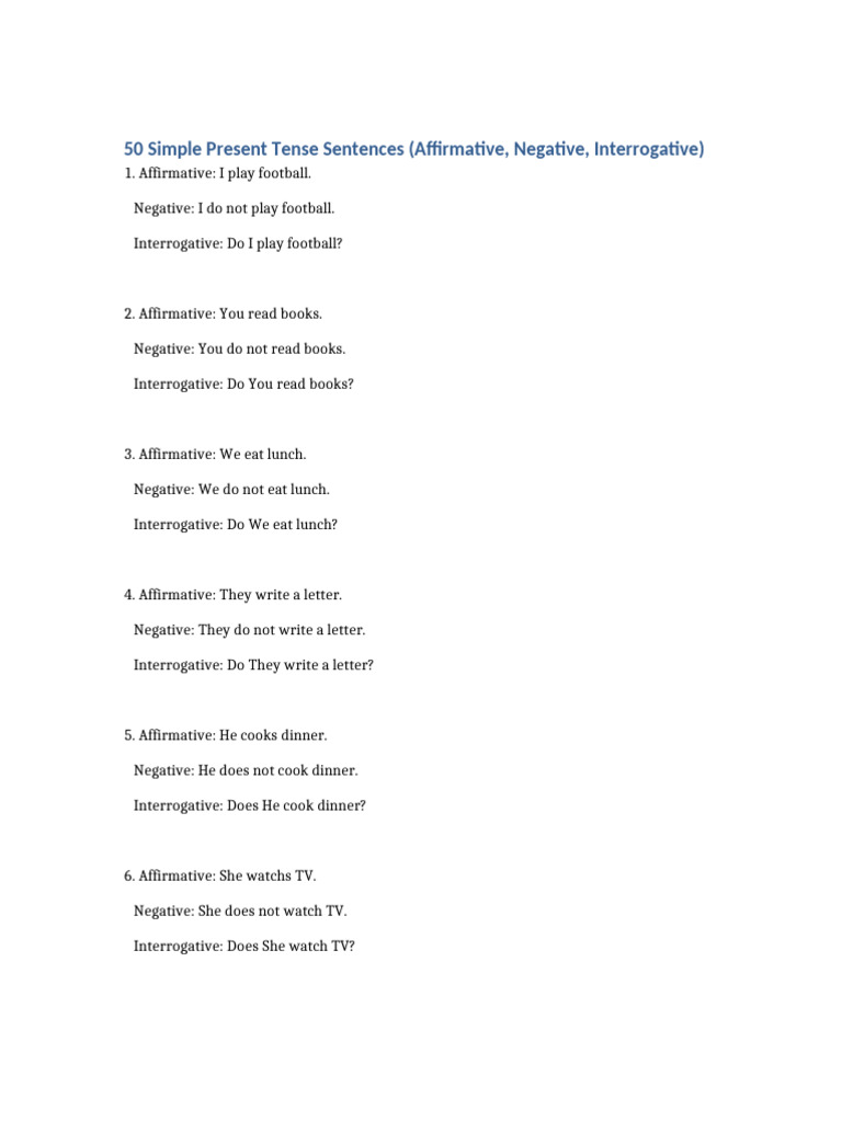 50 Simple Present Tense Examples | PDF | Chess Theory | Chess