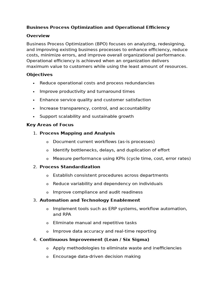 Business Process Optimization Strategies | PDF