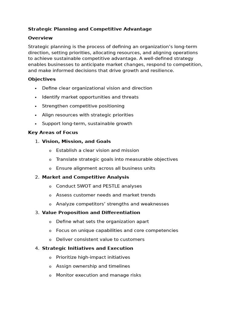 Strategic Planning for Competitive Edge | PDF