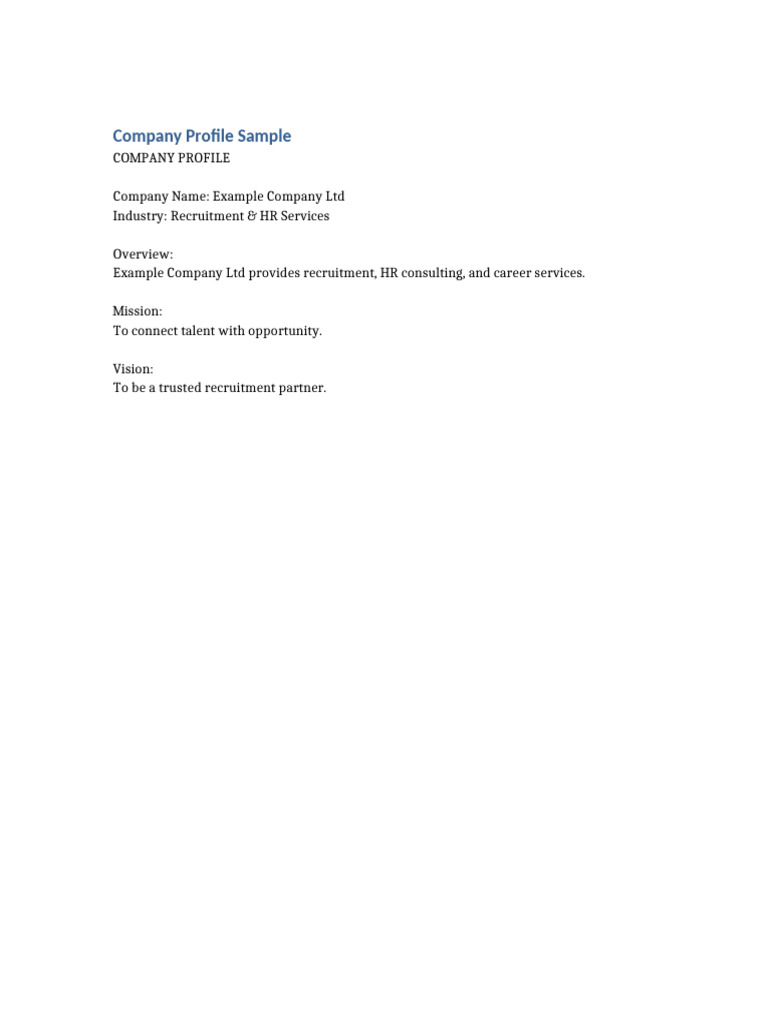 Example Company Ltd: Recruitment Profile | PDF