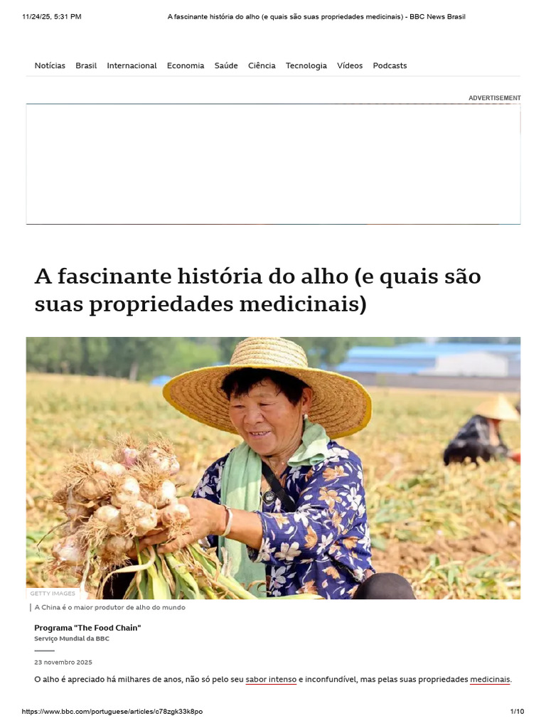 A História e Benefícios do Alho | PDF | Fibra alimentar | Dieta e Nutrição