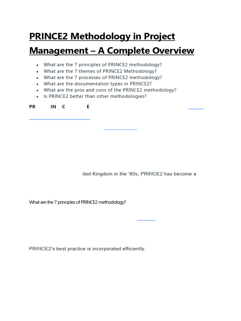 PRINCE2 Project Management Overview | PDF | Agile Software Development ...