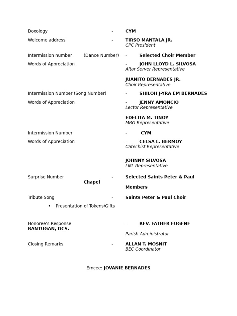 Despedida Program | PDF