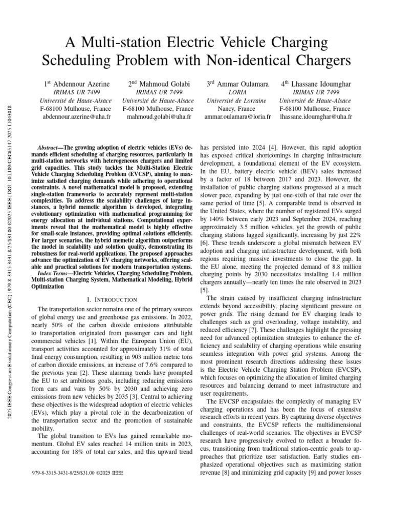 Multi-Station EV Charging Scheduling Solutions | PDF | Electric Vehicle ...