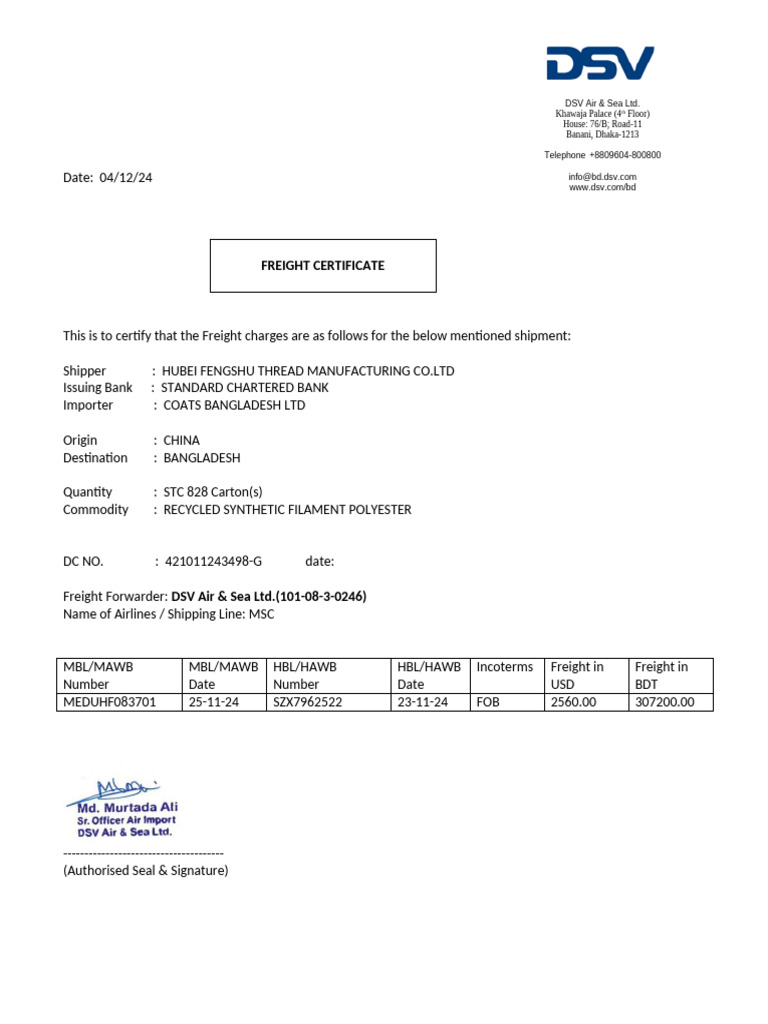FF Form or Freight Certificate_2 | PDF