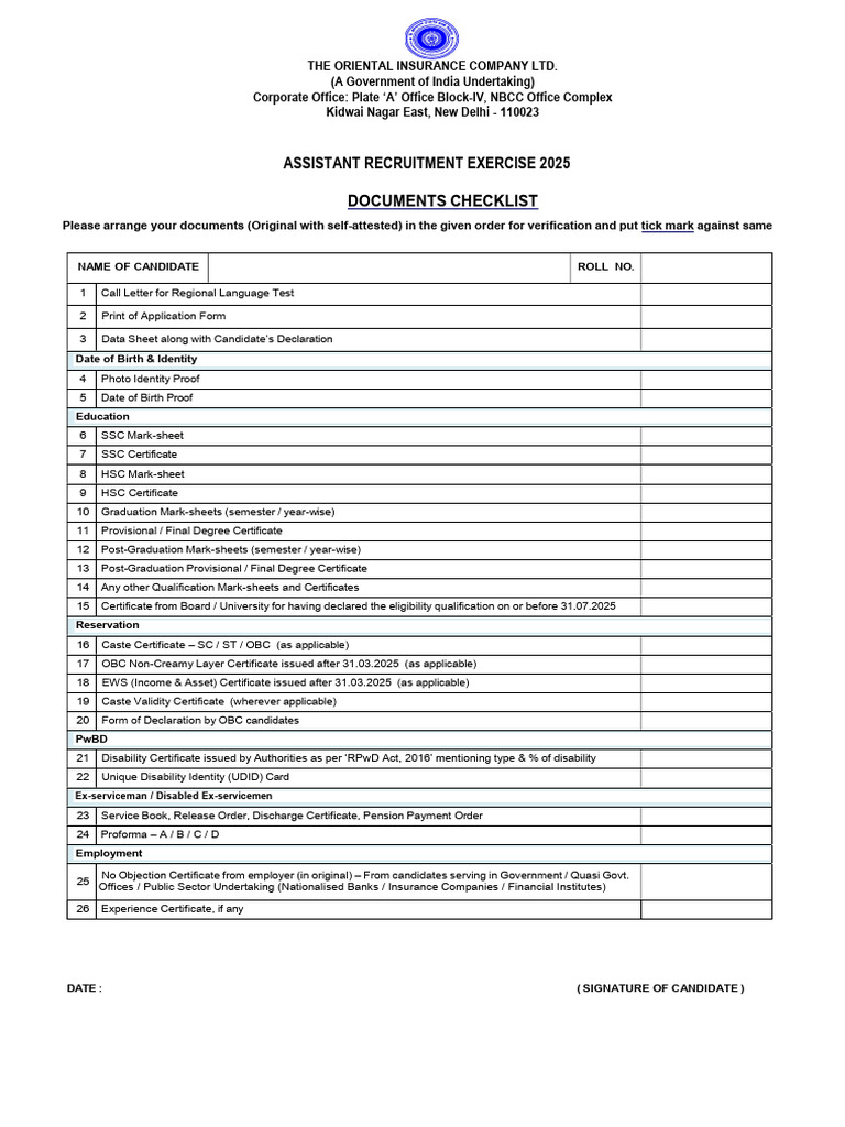 Documents Checklist 2bc8495b06 | PDF