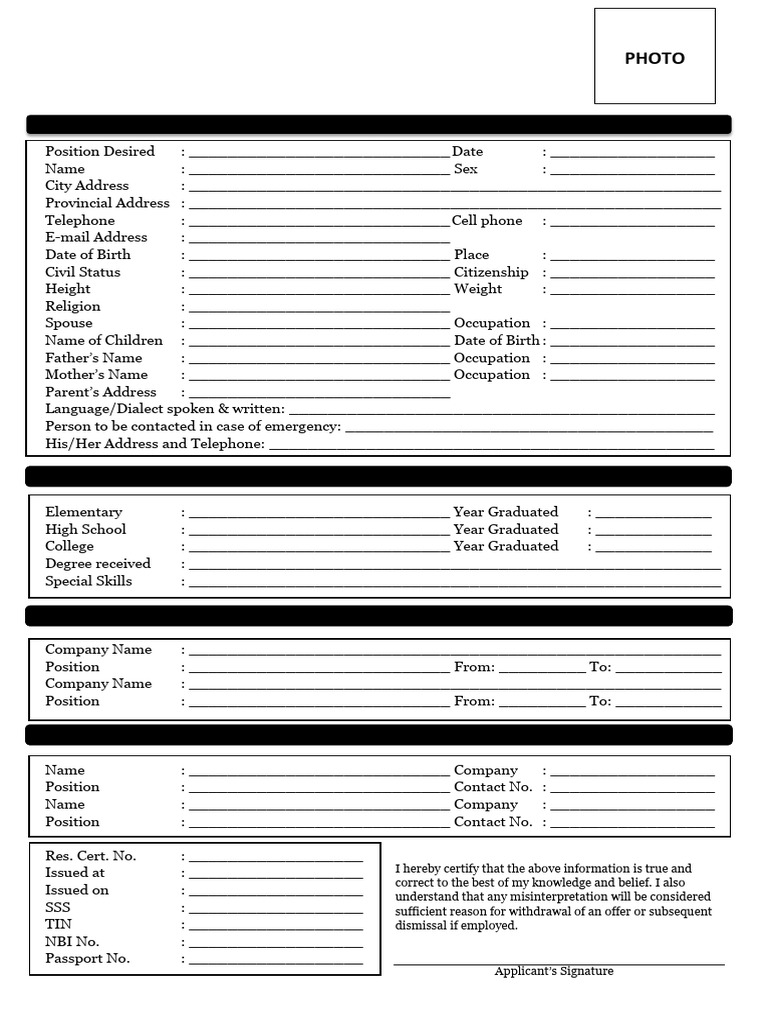 Comprehensive Bio-Data Template | PDF | Government And Personhood