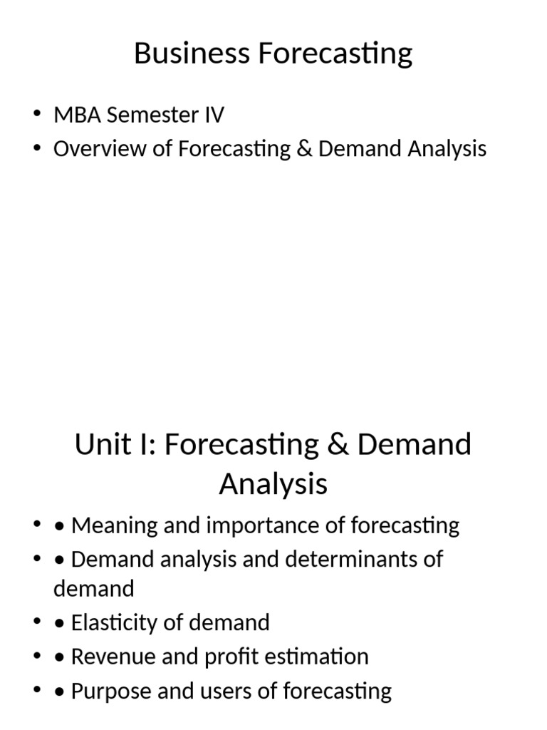 Business Forecasting Techniques Overview | PDF