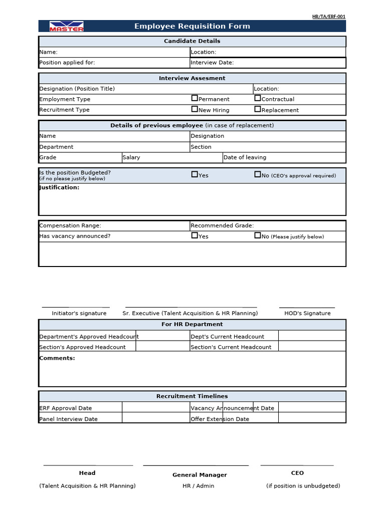 Employee Requisition and Candidate Form | PDF | Labor