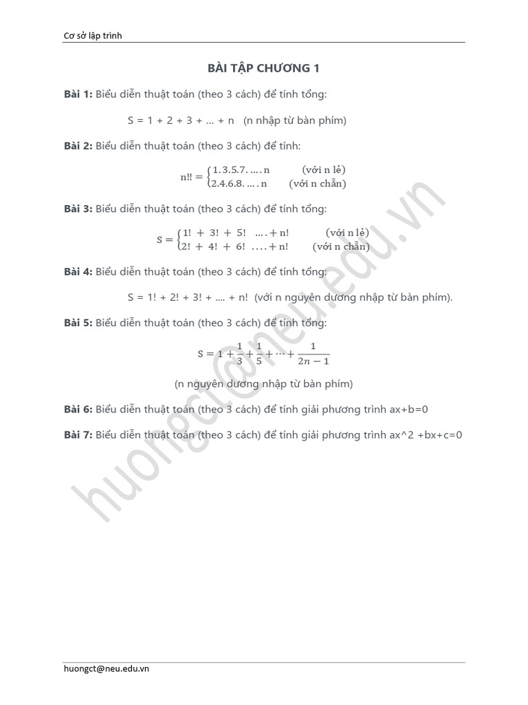 Ch1 BaiTap ThuatToan | PDF