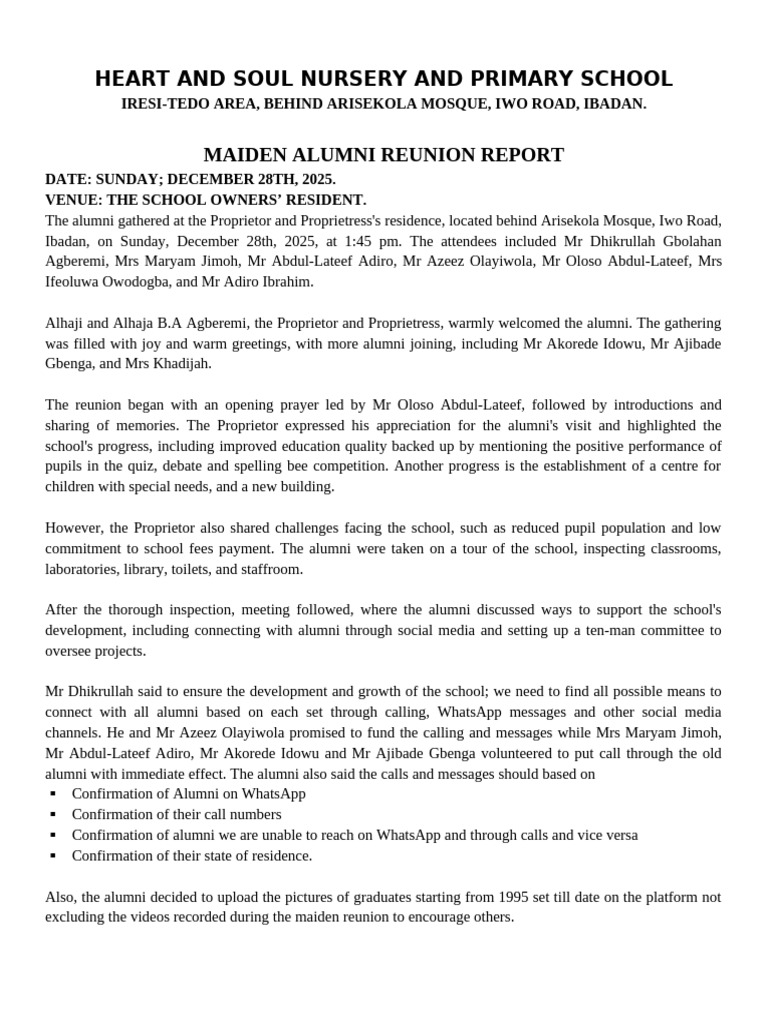 HSNP Alumni Reunion Report | PDF