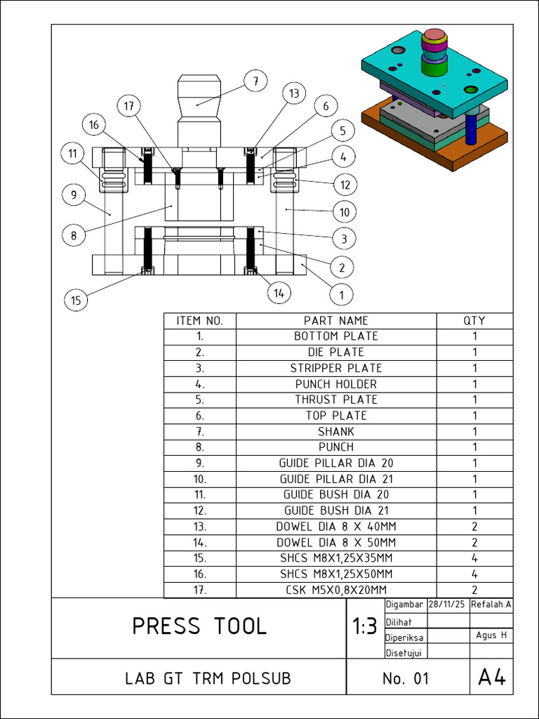 Press Tool Component List and Details | PDF