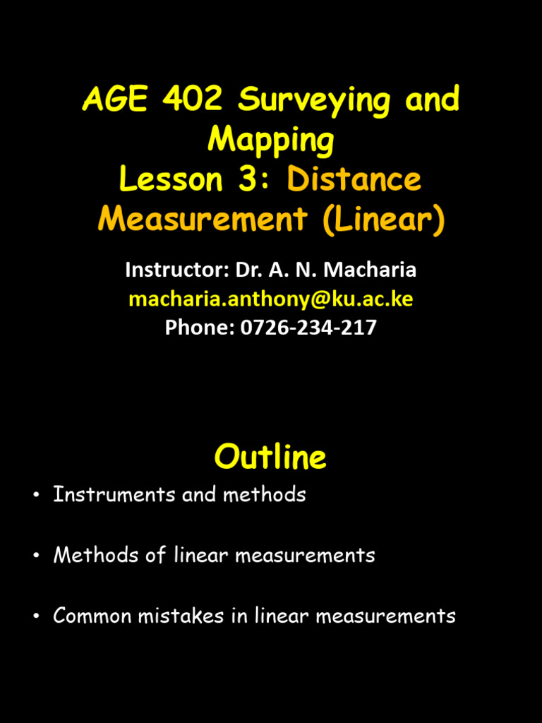 Linear Distance Measurement in Surveying | PDF | Latitude | Longitude