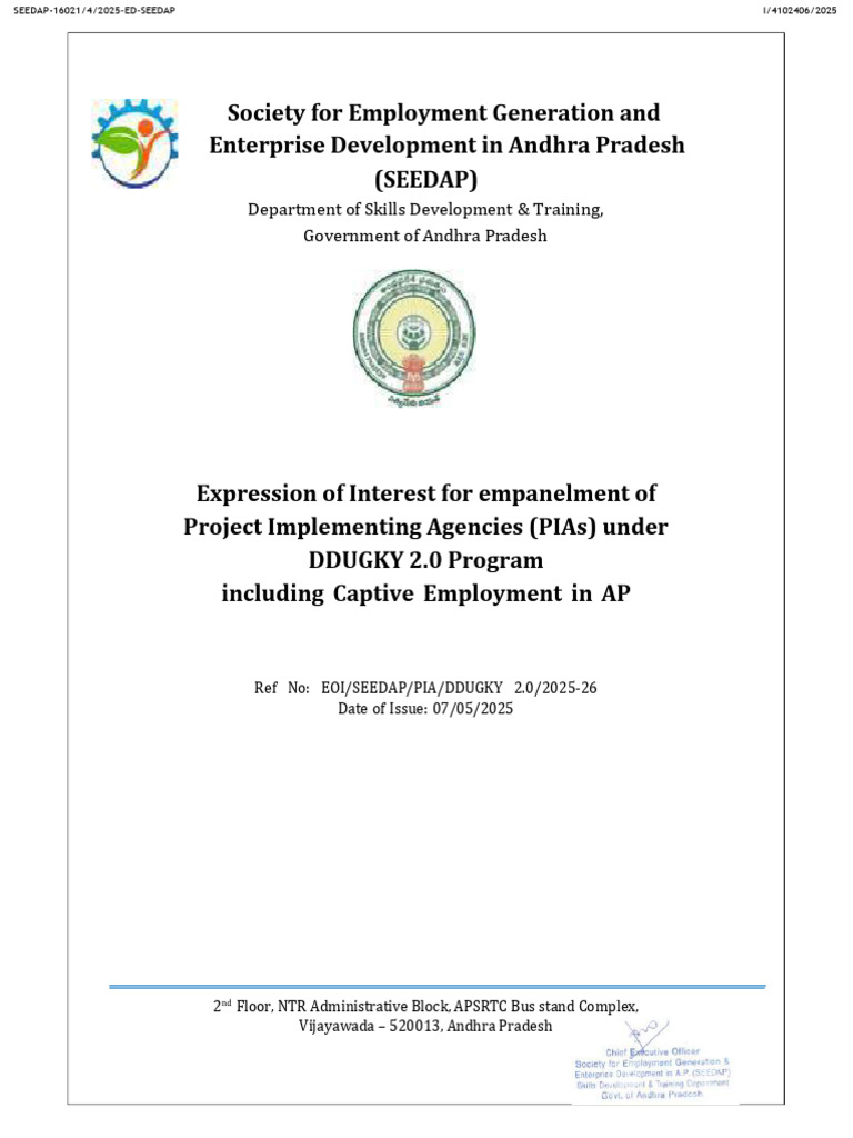 EOI for Project Implementing Agencies in AP | PDF | Employment ...