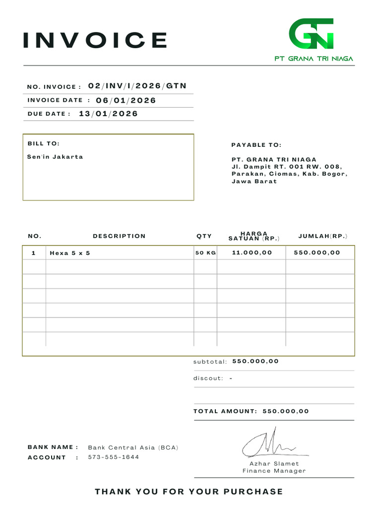 Invoice GTN Sen'in 06-01 | PDF