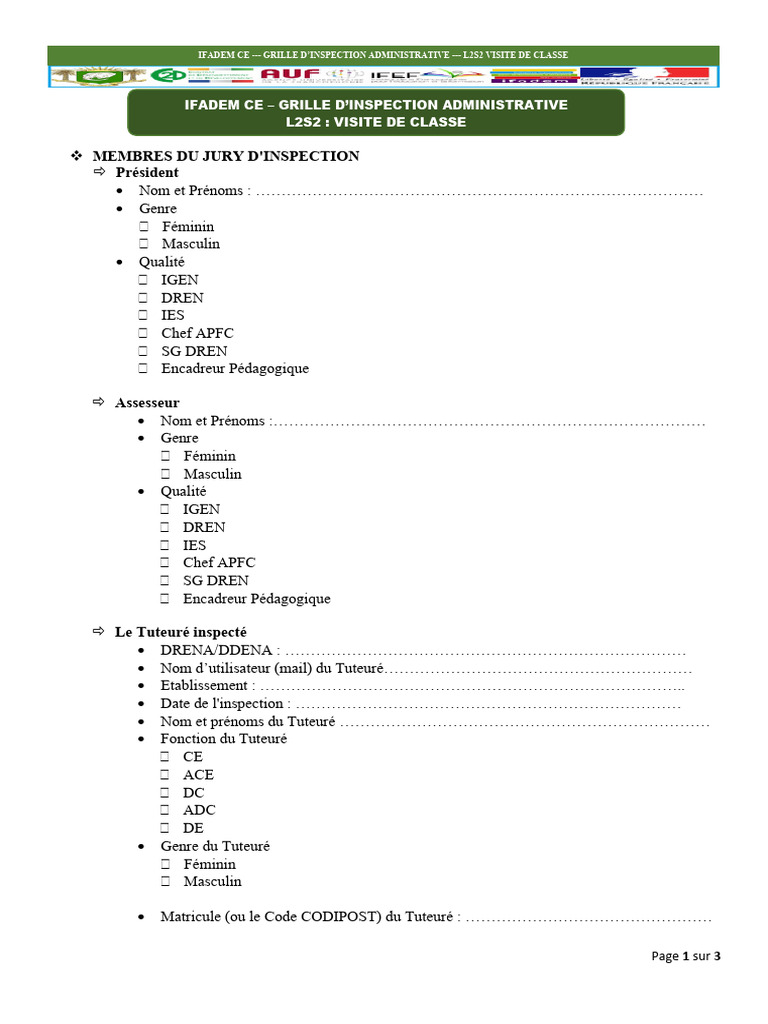 Grille d'Inspection Administrative L2S2 | PDF | Pédagogie | Échecs
