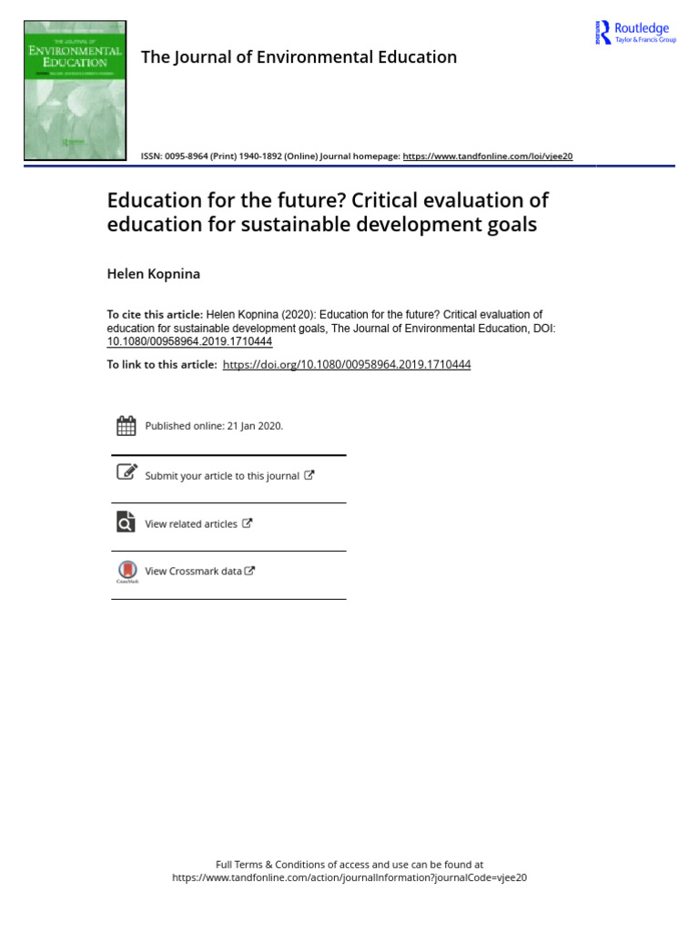 Critical Evaluation of ESD Goals | PDF | Sustainability | Sustainable ...