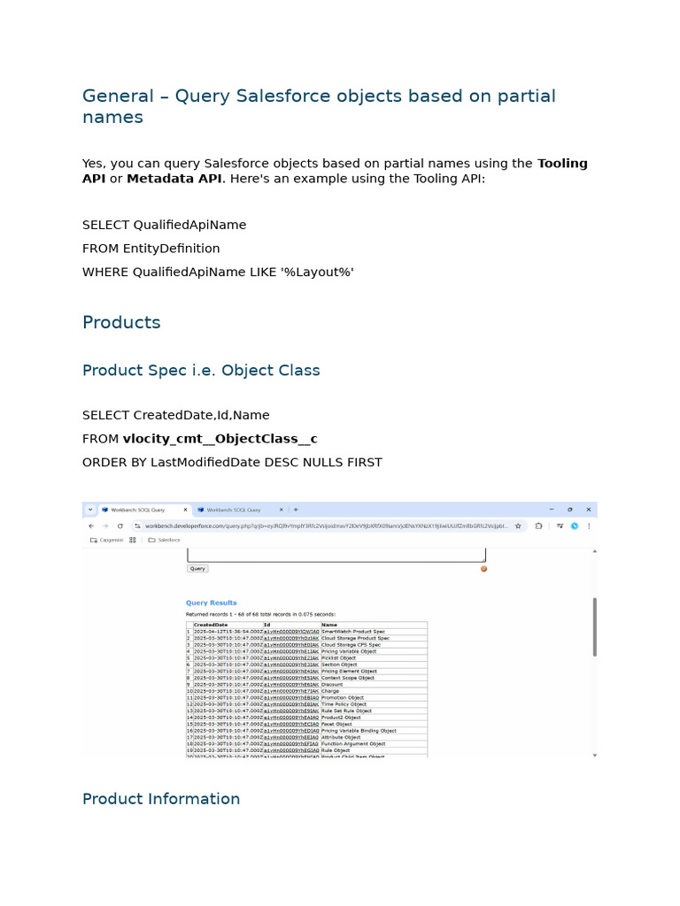 Querying Salesforce Objects by Partial Names | PDF | Information ...