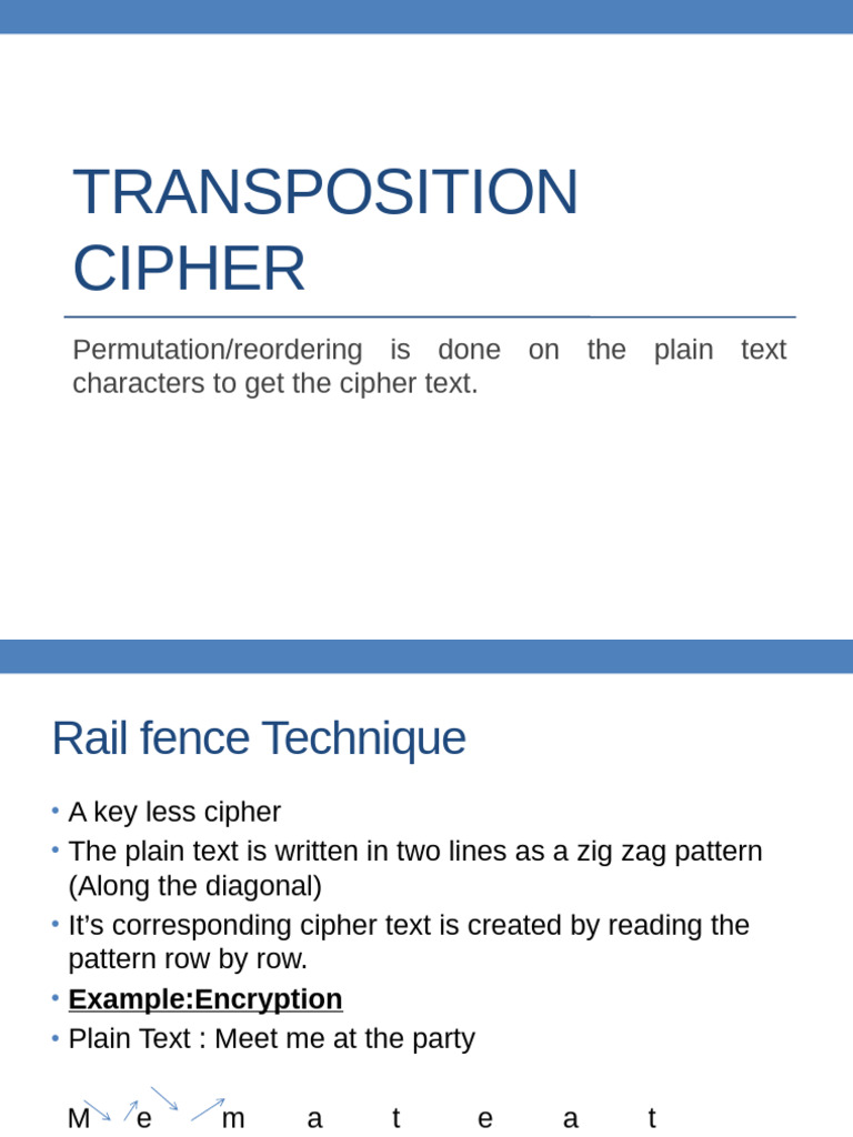 Transposition Cipher Techniques Explained | PDF
