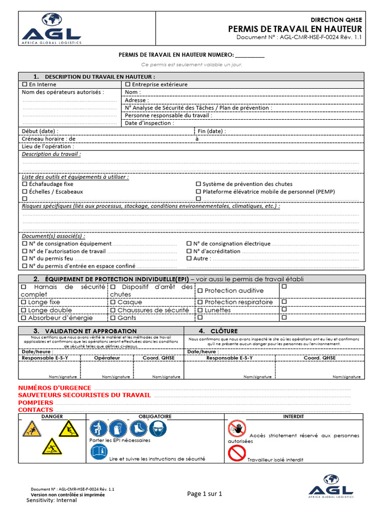 Permis de Travail en Hauteur QHSE | PDF | Sécurité