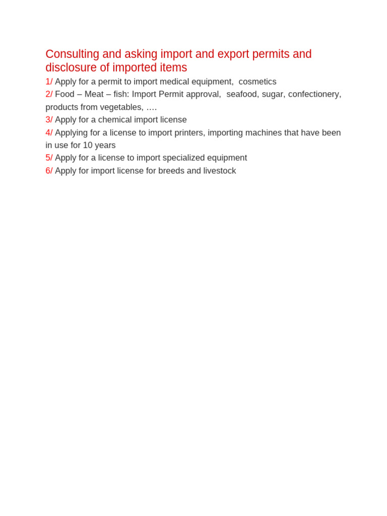 Consulting and Asking Import and Export Permits and Disclosure of ...