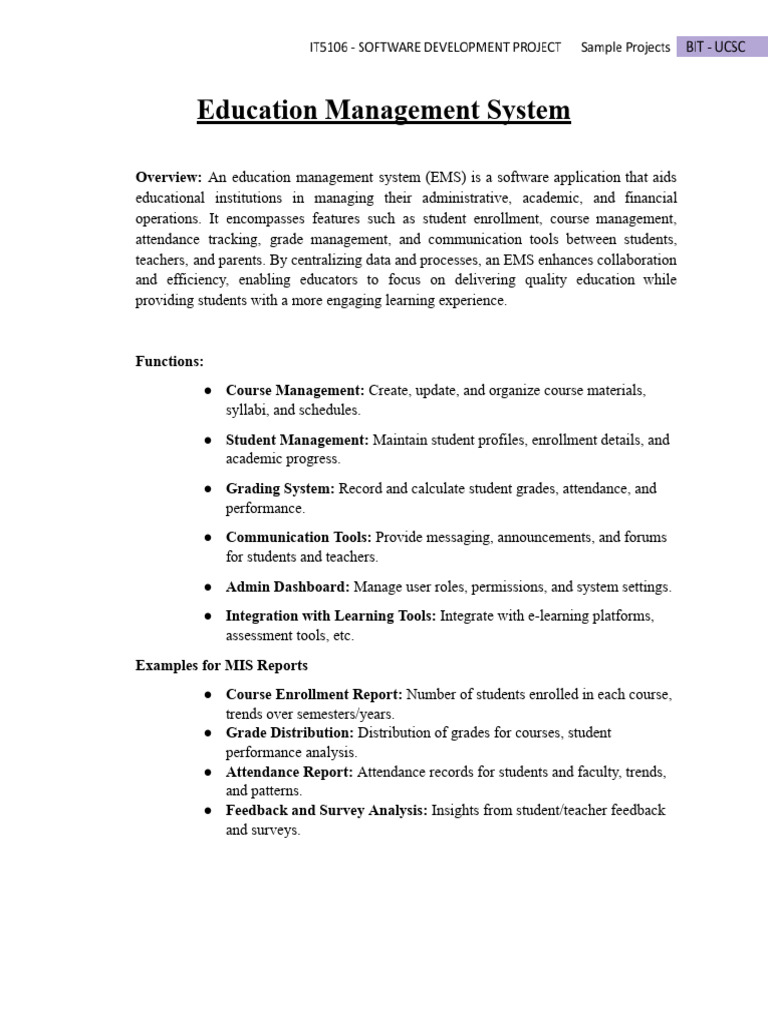 Education Management System Overview | PDF | Educational Technology ...
