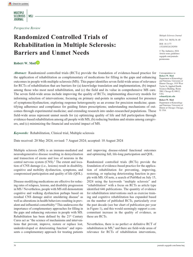 Motl 2024 Randomized Controlled Trials of Rehabilitation in Multiple ...
