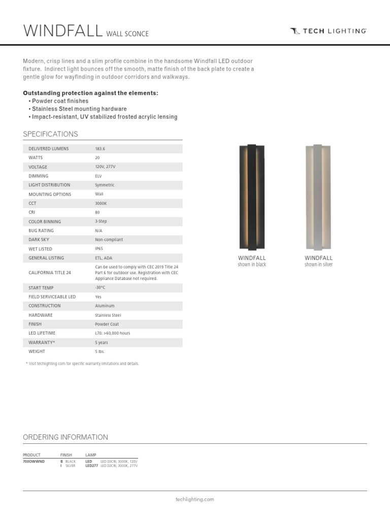 Windfall Outdoor Wall | PDF | Lighting | Electrical Components