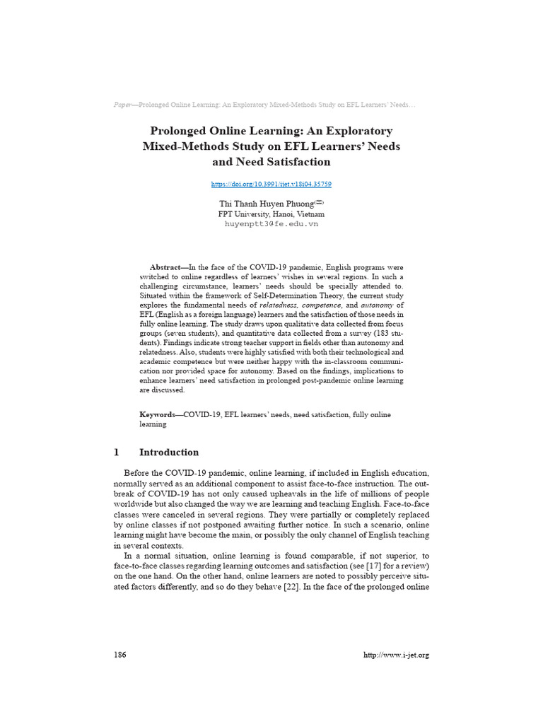 Prolonged Online Learning: An Exploratory Mixed-Methods Study On EFL ...