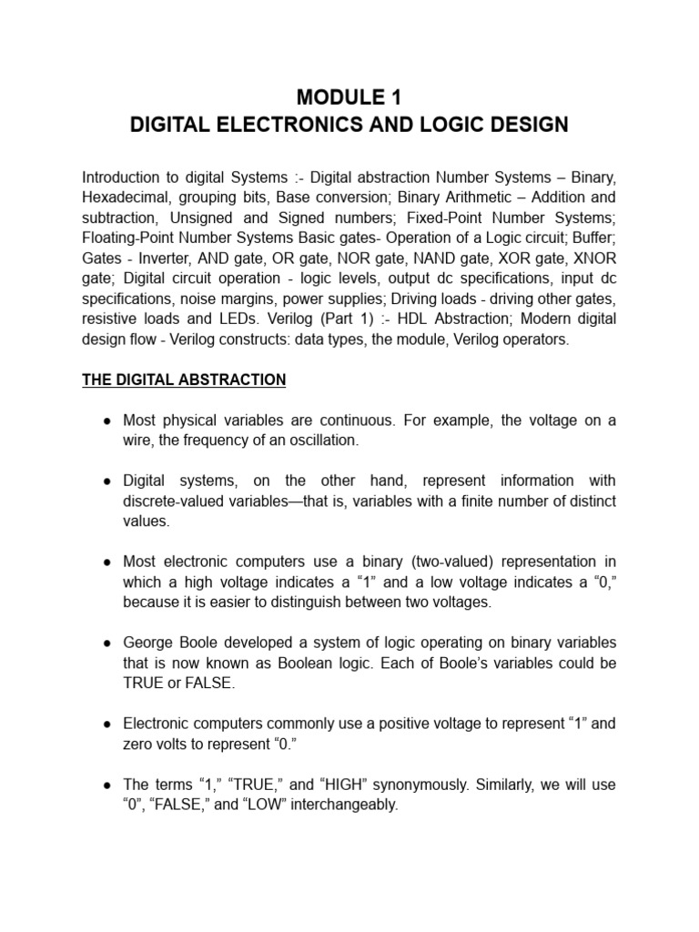 Digital Electronics & Logic Design Basics | PDF | Logic Gate | Electronics