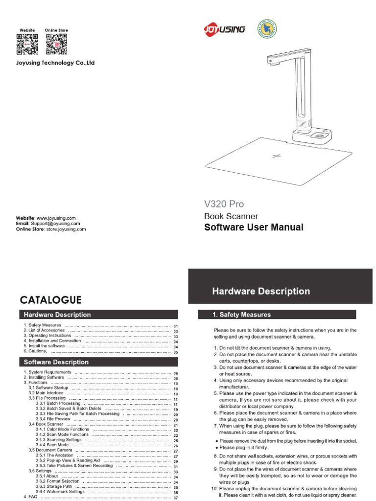 V320 Pro Book Scanner Software User Manual | PDF