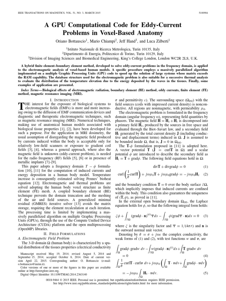 GPU Code for Eddy-Current Analysis | PDF | Magnetic Resonance Imaging ...