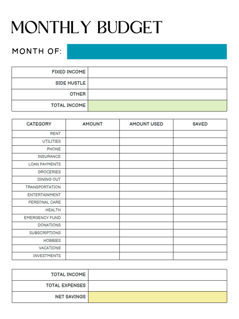 Orange and Green Simple Monthly Budget Document | PDF | Expense | Budget