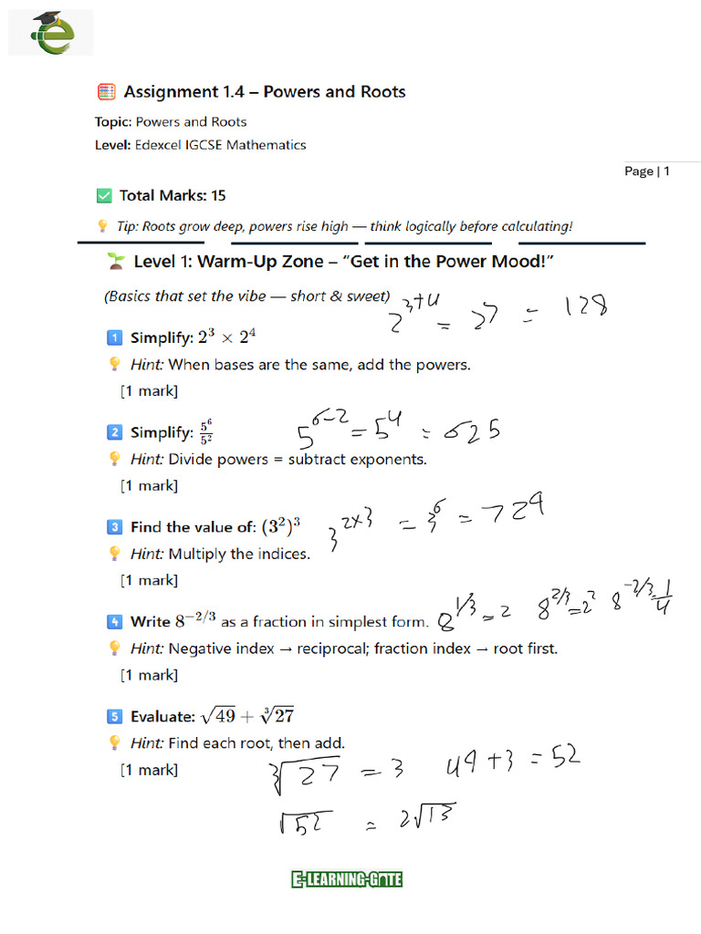 Power and Root - Assignment - 01 | PDF