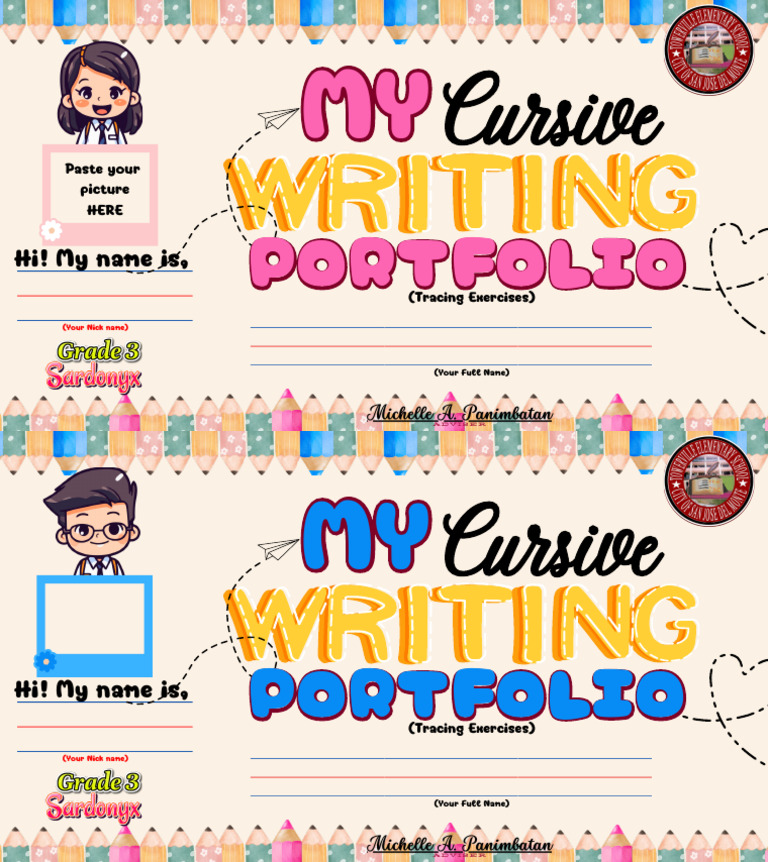 Cursive Tracing Portfolio Template | PDF